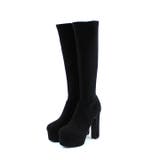 ブラックスエード | プラットフォームストレッチロングブーツ | VIVIAN COLLECTION