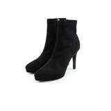 ブラックスエード | ポインテッドトゥプラットフォームストレッチショートブーツ | VIVIAN COLLECTION