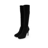 ブラックスエード | ポインテッドトゥプラットフォームストレッチロングブーツ | VIVIAN COLLECTION