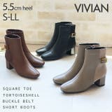 スクエアトゥべっ甲調バックルベルトショートブーツ | VIVIAN COLLECTION | 詳細画像1