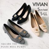 スクエアトゥゴールドパーツプレートヒールパンプス | VIVIAN COLLECTION | 詳細画像1 