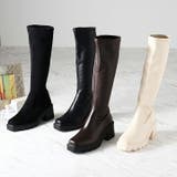 スクエアトゥ厚底ストレッチロングブーツ | VIVIAN COLLECTION | 詳細画像8 