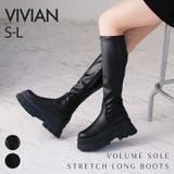 ラウンドトゥ厚底ストレッチロングブーツ | VIVIAN COLLECTION | 詳細画像1