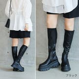 ラウンドトゥ厚底ストレッチロングブーツ | VIVIAN COLLECTION | 詳細画像9