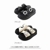 厚底スクエアダブルビジューバックルサンダル | VIVIAN COLLECTION | 詳細画像2