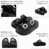 厚底スクエアダブルビジューバックルサンダル | VIVIAN COLLECTION | 詳細画像4