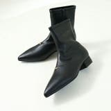 ポインテッドトゥゴールドアクセントストレッチショートブーツ | VIVIAN COLLECTION | 詳細画像5 