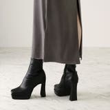 スクエアトゥ厚底プラットフォームストレッチショートブーツ | VIVIAN COLLECTION | 詳細画像11 
