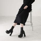 スクエアトゥ厚底プラットフォームストレッチショートブーツ | VIVIAN COLLECTION | 詳細画像15 