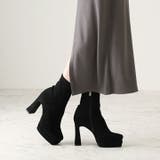 スクエアトゥ厚底プラットフォームストレッチショートブーツ | VIVIAN COLLECTION | 詳細画像18 