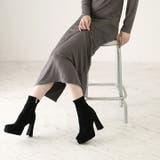 スクエアトゥ厚底プラットフォームストレッチショートブーツ | VIVIAN COLLECTION | 詳細画像19 