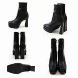 スクエアトゥ厚底プラットフォームストレッチショートブーツ | VIVIAN COLLECTION | 詳細画像3 