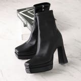 スクエアトゥ厚底プラットフォームストレッチショートブーツ | VIVIAN COLLECTION | 詳細画像5 