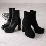 スクエアトゥ厚底プラットフォームストレッチショートブーツ | VIVIAN COLLECTION | 詳細画像7 