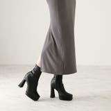 スクエアトゥ厚底プラットフォームストレッチショートブーツ | VIVIAN COLLECTION | 詳細画像9 