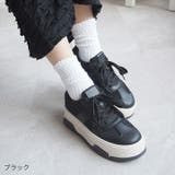 厚底Tトゥデザインコンビカラーレースアップスニーカー | VIVIAN COLLECTION | 詳細画像18