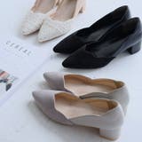 ポインテッドトゥ異素材フラワーカット4cmヒールパンプス | VIVIAN COLLECTION | 詳細画像16