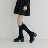 厚底チャンキーヒールストレッチロングブーツ | VIVIAN COLLECTION | 詳細画像15