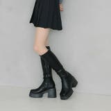 厚底チャンキーヒールストレッチロングブーツ | VIVIAN COLLECTION | 詳細画像7