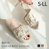キラキラビジュー厚底ギャザーサンダル | VIVIAN COLLECTION | 詳細画像1 