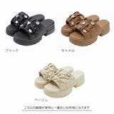キラキラビジュー厚底ギャザーサンダル | VIVIAN COLLECTION | 詳細画像2 