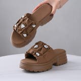 キラキラビジュー厚底ギャザーサンダル | VIVIAN COLLECTION | 詳細画像15 