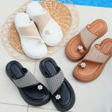 キラキラフラワービジュー厚底トングサンダル | VIVIAN COLLECTION | 詳細画像5 