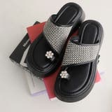 キラキラフラワービジュー厚底トングサンダル | VIVIAN COLLECTION | 詳細画像7 