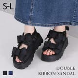 ダブルビッグリボン厚底サンダル | VIVIAN COLLECTION | 詳細画像1 