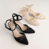 シアーチュールレースグリッターヒールストラップパンプス | VIVIAN COLLECTION | 詳細画像7 