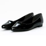 ブラックエナメル | シンプルプレーンぺたんこパンプス | VIVIAN COLLECTION