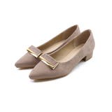 グレージュスエード | ポインテッドトゥゴールドバックルモチーフパンプス | VIVIAN COLLECTION
