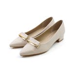アイボリーPU | ポインテッドトゥゴールドバックルモチーフパンプス | VIVIAN COLLECTION