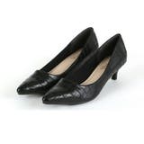 ブラッククロコ | シンプルプレーンローヒールポインテッドトゥパンプス | VIVIAN COLLECTION