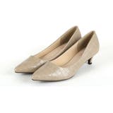 グレージュクロコ | シンプルプレーンローヒールポインテッドトゥパンプス | VIVIAN COLLECTION