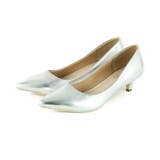 シルバーメタリック | シンプルプレーンローヒールポインテッドトゥパンプス | VIVIAN COLLECTION