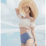 【体型カバー】オフショル シャーリング レースアップハイウエスト2WAYビキニ | VIXY  | 詳細画像2 