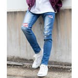 デニム中濃加工 | 【WEB限定】バンダナダメージデニムスキニー 20-H018 | WEGO【MEN】