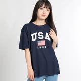 ネイビー | USAロゴプリントTシャツ BR18SM07-L014 | WEGO【WOMEN】