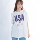 ホワイト | FLAGロゴプリントTシャツ | WEGO【WOMEN】