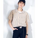 ベージュ | ベージュストライプ半袖開襟シャツ BR19SM04-M033 | WEGO【MEN】
