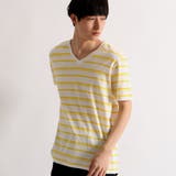 イエロー | WEGO/リネン混ランダムボーダーTシャツ | WEGO【MEN】