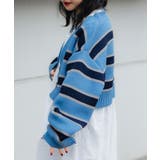 ブルーボーダー | Vネックショートカーディガン 韓国 韓国ファッション | WEGO【WOMEN】