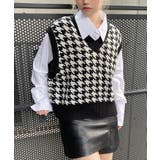 ブラック | 【Figments】千鳥柄ニットベスト | WEGO【WOMEN】