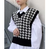 【Figments】千鳥柄ニットベスト | WEGO【WOMEN】 | 詳細画像2