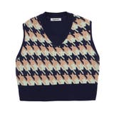 ネイビー | 【Figments】マルチ千鳥柄ニットベスト | WEGO【WOMEN】