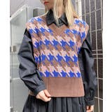 ブラウン | 【Figments】マルチ千鳥柄ニットベスト | WEGO【WOMEN】
