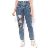 デニム中濃加 | WEGO/ハートクリ抜キZIPパンツ | WEGO【WOMEN】
