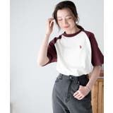 ホワイト×ワイン | USPOLOワンポイントTシャツ レディース 春 | WEGO【WOMEN】