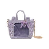 Lパープル | 耳付きツイードレースアップミニぬいショルダー | WEGO【WOMEN】